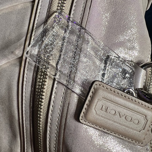 Coach Poppy Metallic Gold Champagne Large Leather Tote Bag - Picture 6 of 13